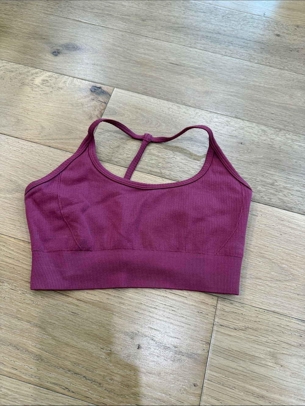 Nvgtn Seamless Ribbed T-Back Sports Bra - Maroon